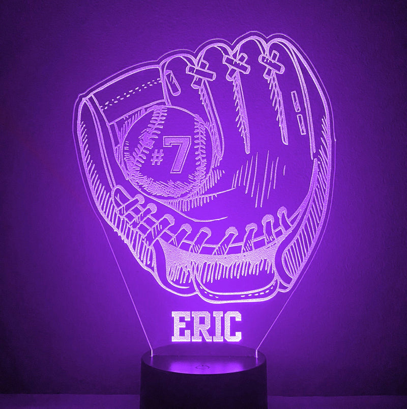 Baseball Glove Personalized 16 Color Night Light w/ Remote