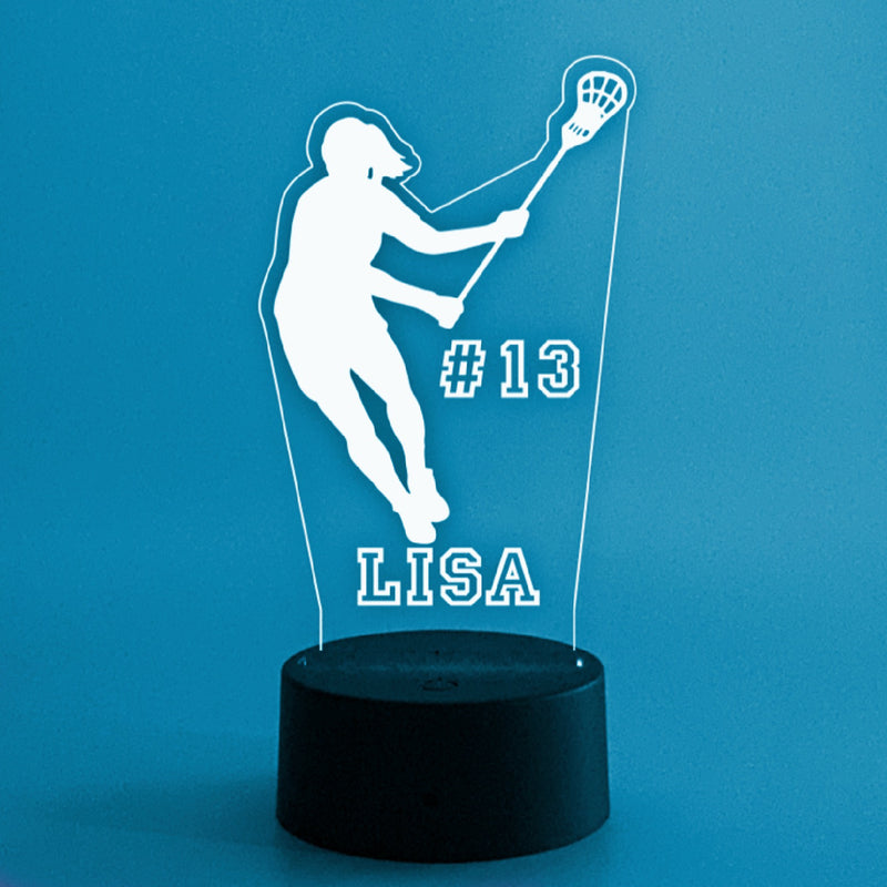 Lacrosse Player (Girl) Personalized 16 Color Night Light w/ Remote