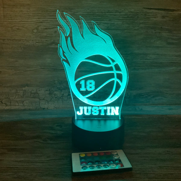 Personalized Basketball w/Number16 Color Night Light w/ Remote
