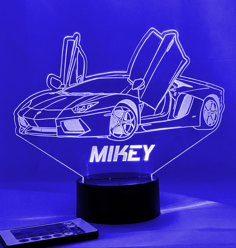Race Car Personalized 16 Color Night Light w/ Remote
