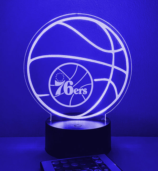 Philadelphia 76ers Personalized Basketball 16 Color Night Light w/ Remote