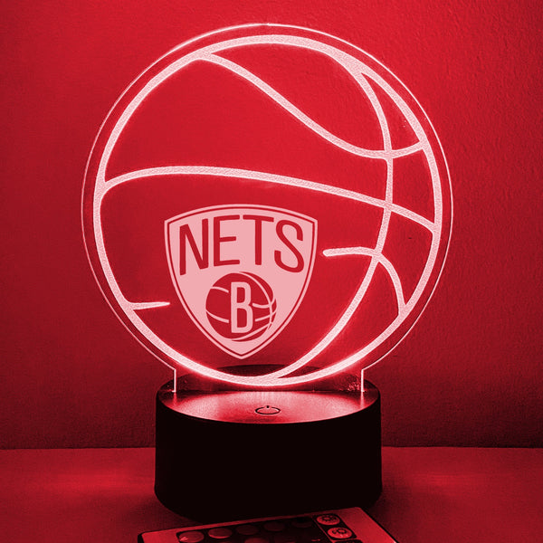 Brooklyn Nets Basketball Personalized Ball 16 Color Night Light w/ Remote