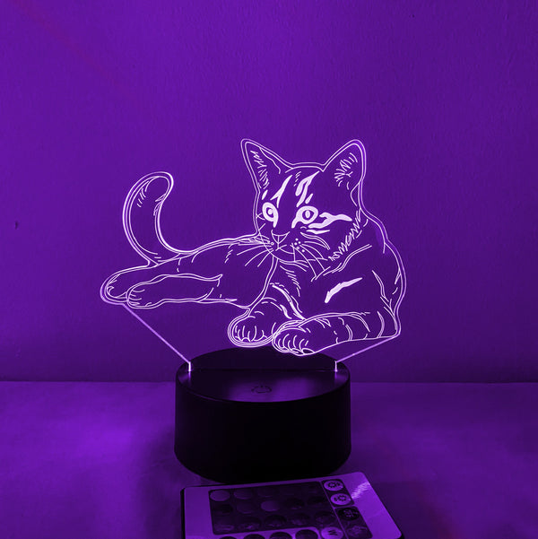 Cat Lying Down 16 Color Night Light w/ Remote