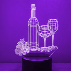 Wine Glasses & Bottle 16 Color Night Light w/ Remote