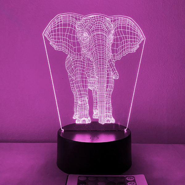 elephant 16 color led night light w/ remote