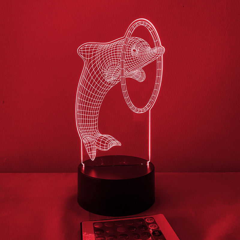 Dolphin Through Hoop 16 Color Night Light w/ Remote