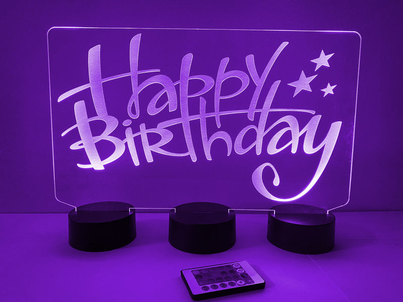 Happy Birthday 16 Color Night Light w/ Remote On 3 Bases