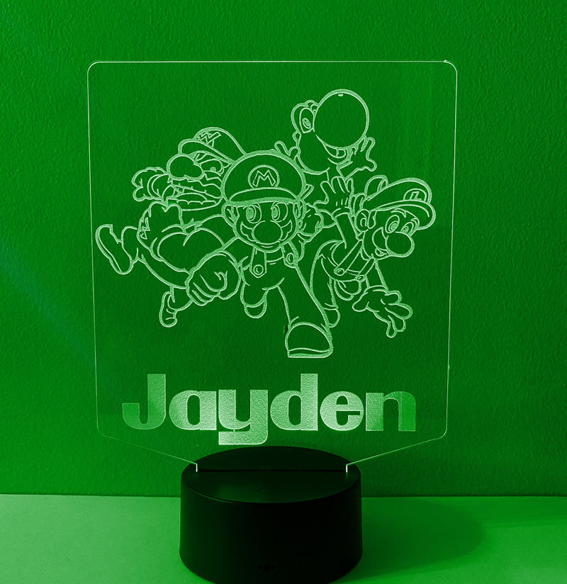 Video Game Character Super Mario Bros. Personalized 16 Color Night Light w/ Remote