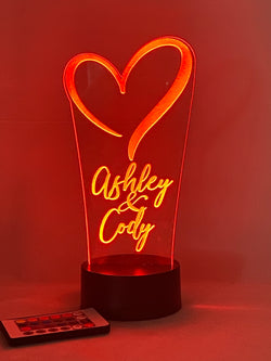 Beautiful Heart Personalized 16 Color Night Light w/ Remote