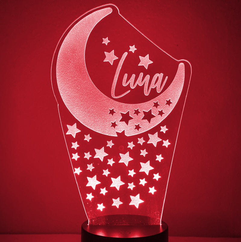 Moon & Stars Personalized 16 Color Night Light w/ Remote