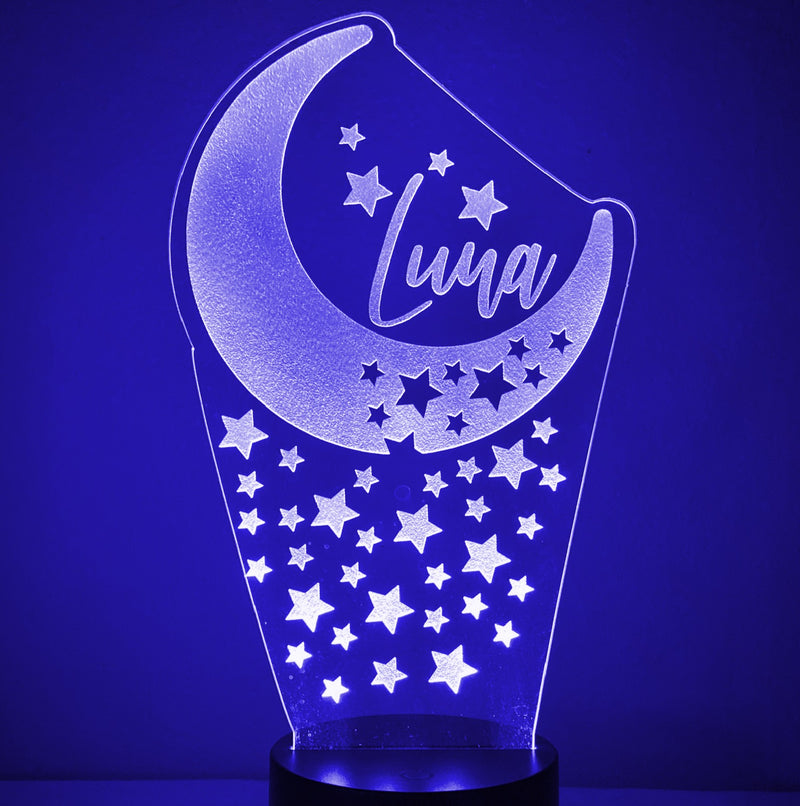 Moon & Stars Personalized 16 Color Night Light w/ Remote
