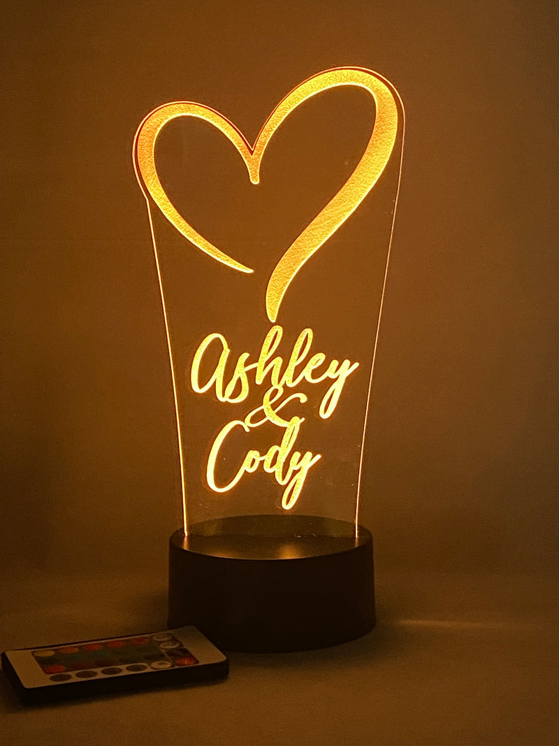 Beautiful Heart Personalized 16 Color Night Light w/ Remote