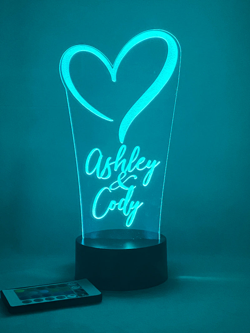 Beautiful Heart Personalized 16 Color Night Light w/ Remote