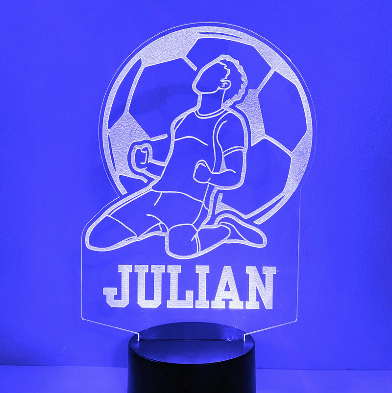 Soccer Player Personalized 16 Color Night Light w/ Remote