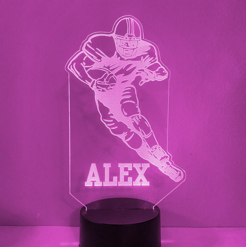 Football Player Personalized 16 Color Night Light w/ Remote