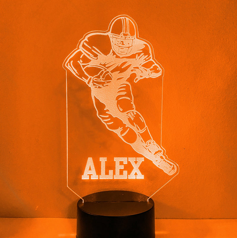 Football Player Personalized 16 Color Night Light w/ Remote