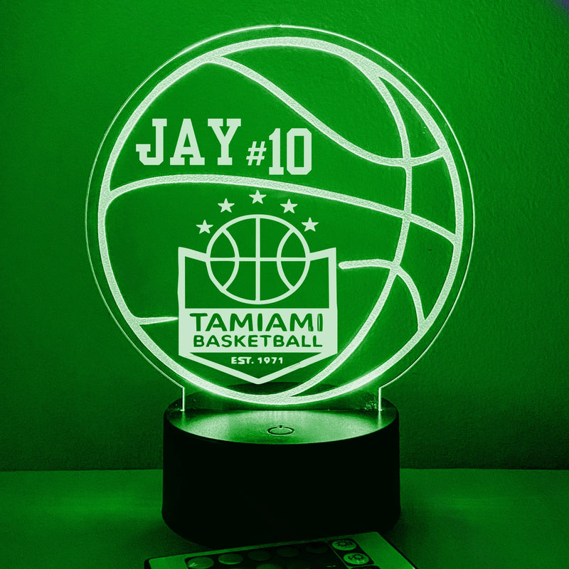 Personalized Basketball w/Team Logo 16 Color Night Light w/ Remote