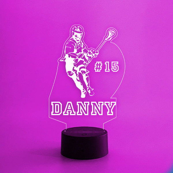 Lacrosse Player Personalized 16 Color Night Light w/ Remote