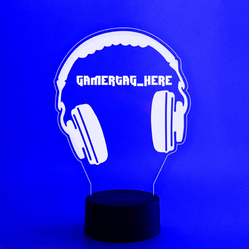Gamer Tag Headphones Personalized 16 Color Night Light w/ Remote