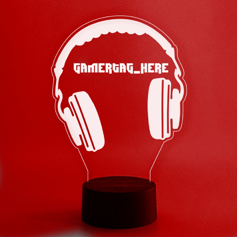 Gamer Tag Headphones Personalized 16 Color Night Light w/ Remote